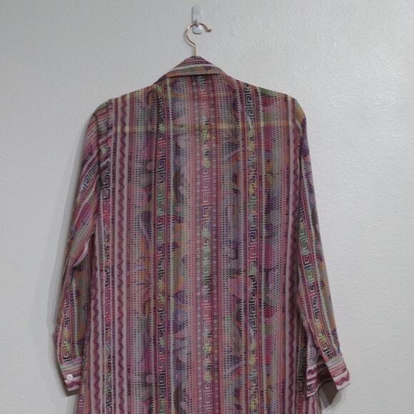 Muze New York Pink Sheer Button Down Sz L - Picture 8 of 12